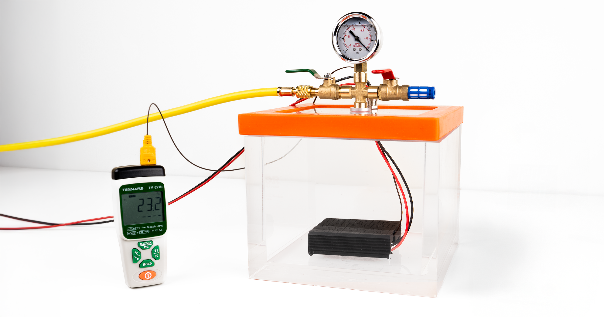 Photo of the vacuum testing setup