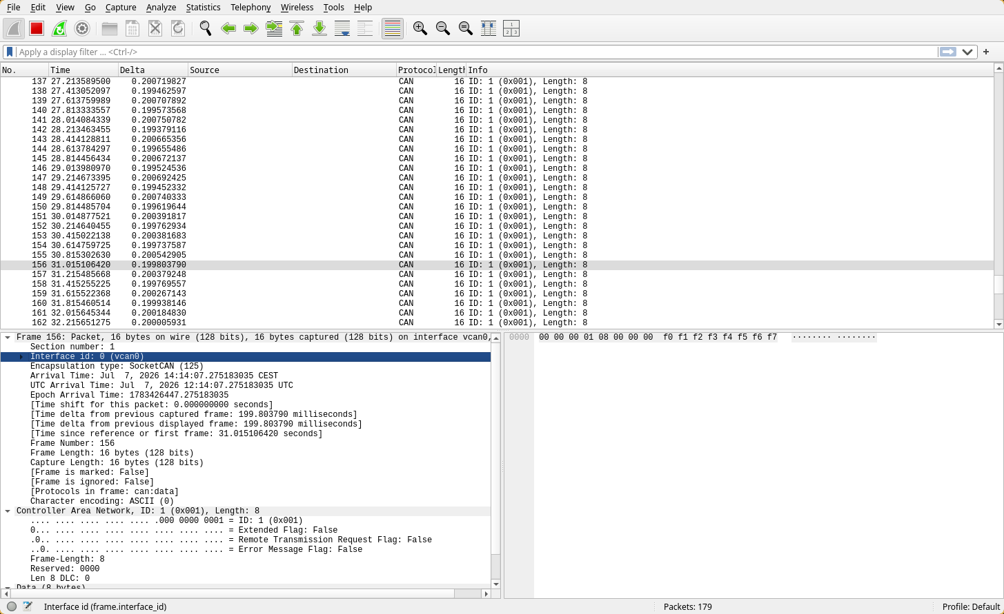 Renode Reference Platform Wireshark CAN setup