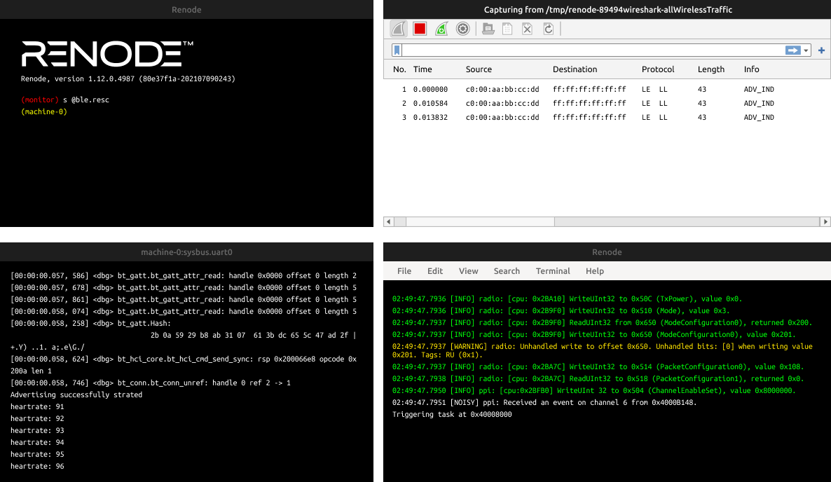 Bluetooth in Renode terminal