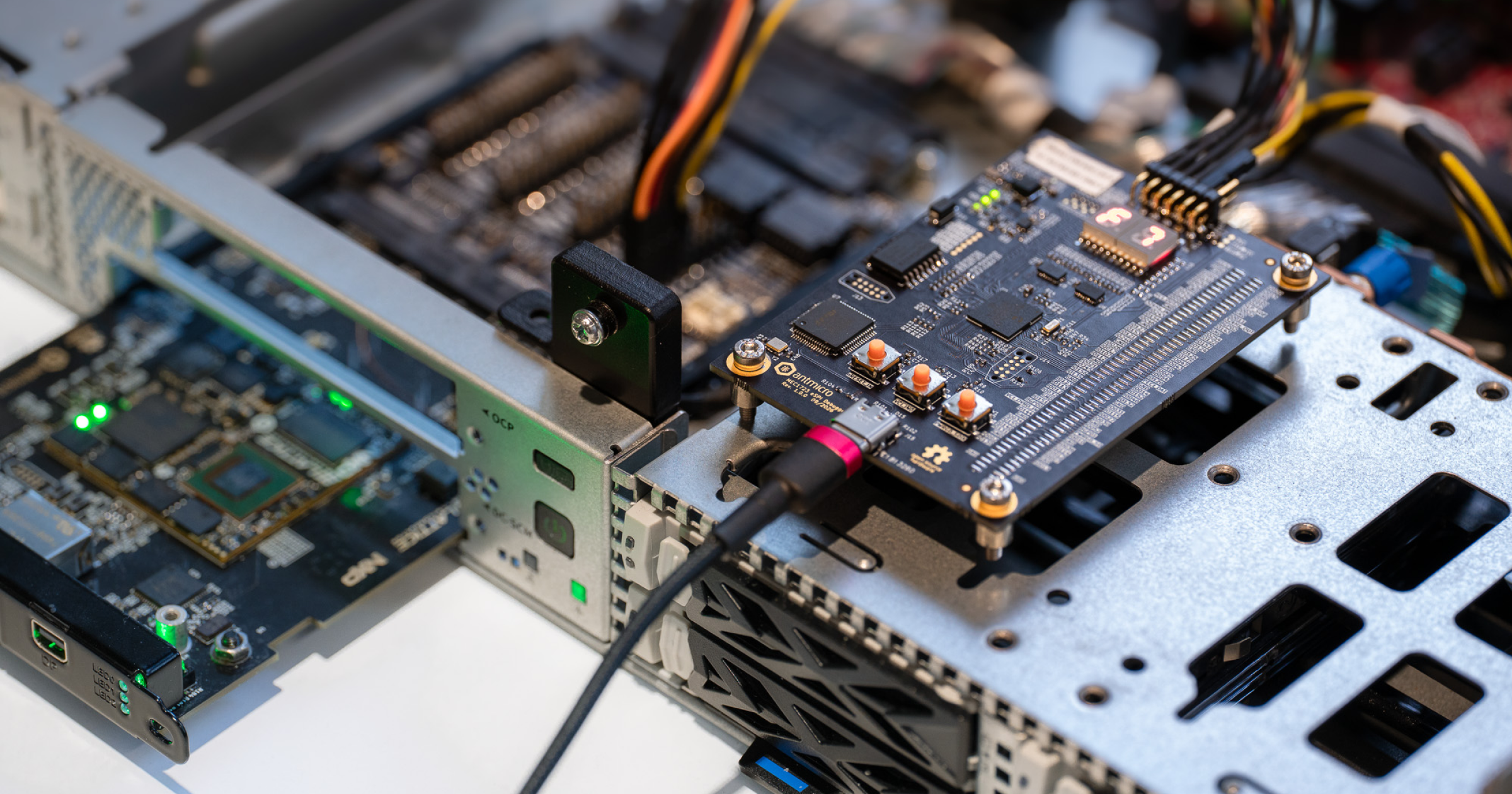Closeup of the server setup