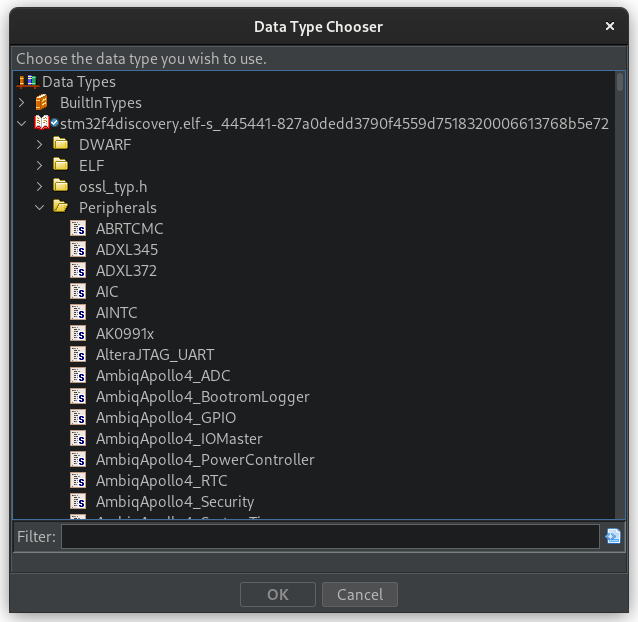 ghidra Data Type Chooser