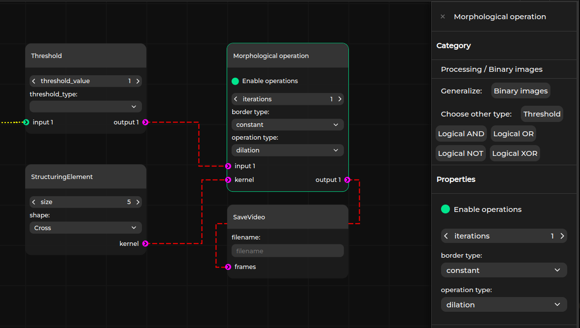 Node property editing view