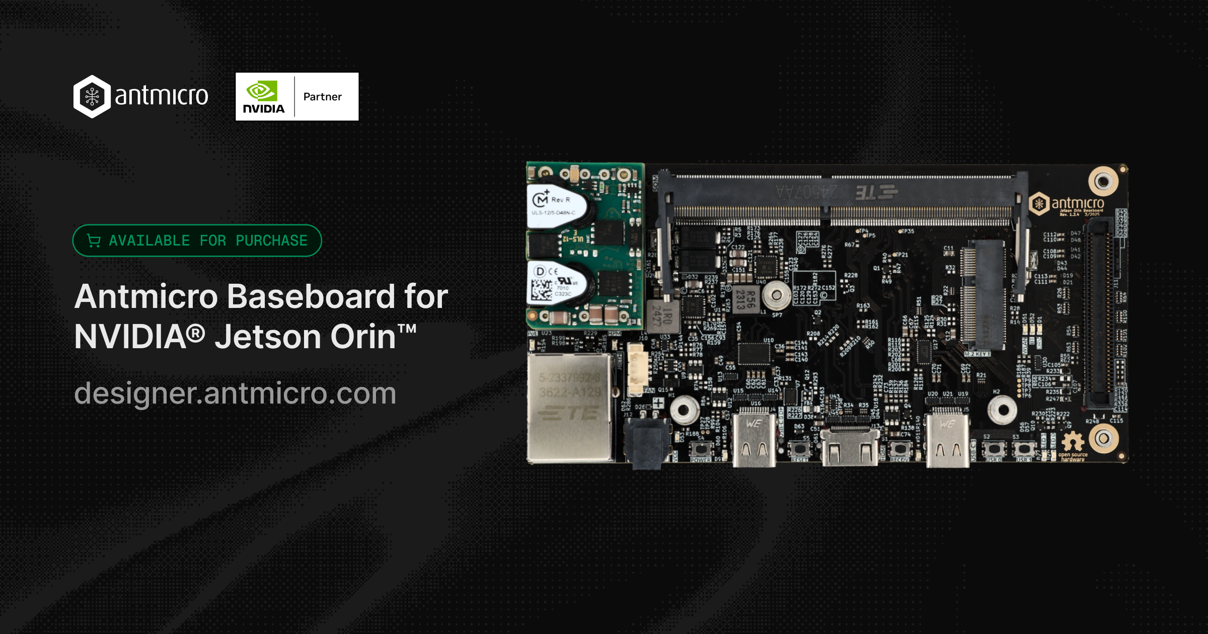 Open hardware Antmicro Baseboard for Jetson Orin available for purchase on System Designer
