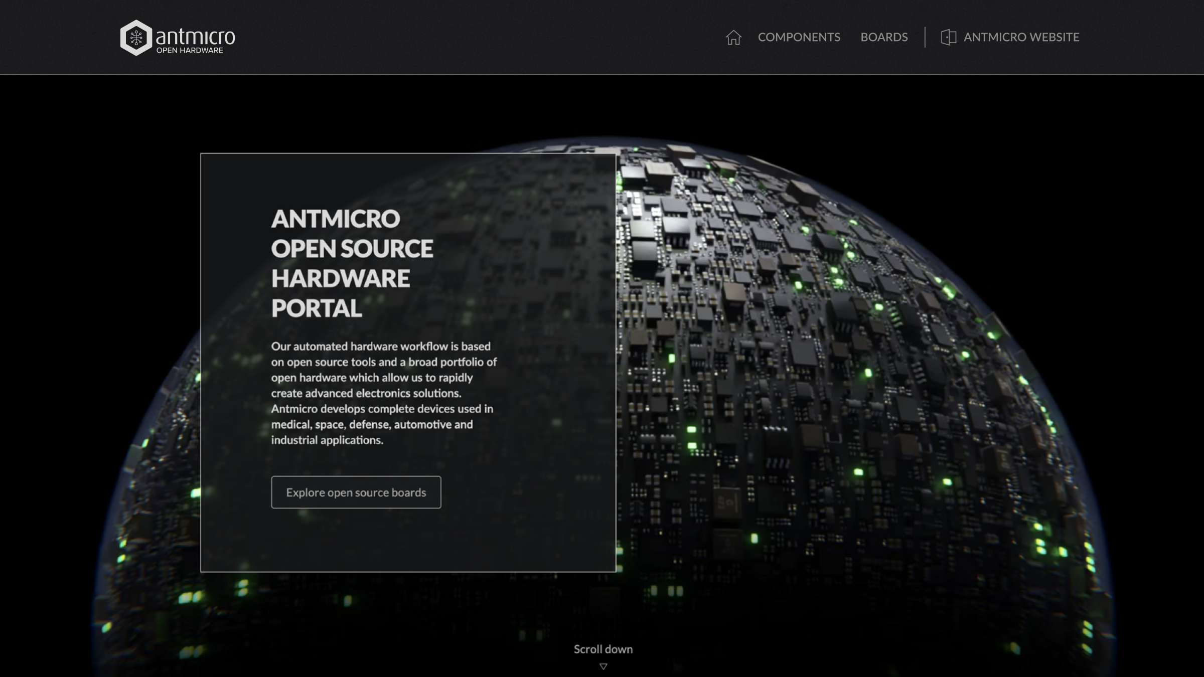 Open Hardware Portal homepage screenshot